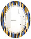 Retro Luxury Waves In Gold and Blue I - Modern Round or Oval Wall Mirror - Triple C