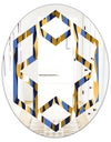 Retro Luxury Waves In Gold and Blue I - Modern Round or Oval Wall Mirror - Hexagon Star