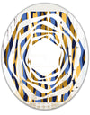 Retro Luxury Waves In Gold and Blue I - Modern Round or Oval Wall Mirror - Whirl