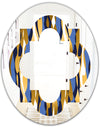 Retro Luxury Waves In Gold and Blue I - Modern Round or Oval Wall Mirror - Quatrefoil