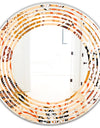 Retro Indian Floral Batik III - Modern Round or Oval Wall Mirror - Wave
