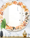 Retro Indian Floral Batik III - Modern Round or Oval Wall Mirror - Leaves