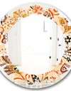 Retro Indian Floral Batik III - Modern Round or Oval Wall Mirror - Leaves