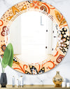 Retro Indian Floral Batik III - Modern Round or Oval Wall Mirror - Triple C