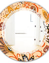 Retro Indian Floral Batik III - Modern Round or Oval Wall Mirror - Triple C