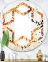 Retro Indian Floral Batik III - Modern Round or Oval Wall Mirror - Hexagon Star