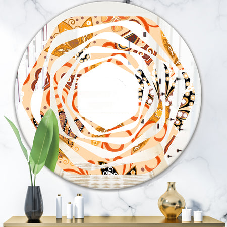 Retro Indian Floral Batik III - Modern Round or Oval Wall Mirror - Whirl