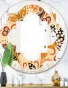 Retro Indian Floral Batik III - Modern Round or Oval Wall Mirror - Quatrefoil