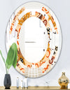 Retro Indian Floral Batik III - Modern Round or Oval Wall Mirror - Space