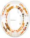 Retro Indian Floral Batik III - Modern Round or Oval Wall Mirror - Space