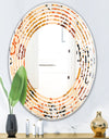 Retro Indian Floral Batik III - Modern Round or Oval Wall Mirror - Wave