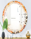 Retro Indian Floral Batik III - Modern Round or Oval Wall Mirror - Triple C
