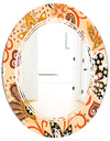 Retro Indian Floral Batik III - Modern Round or Oval Wall Mirror - Triple C