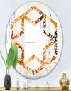 Retro Indian Floral Batik III - Modern Round or Oval Wall Mirror - Hexagon Star