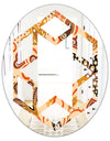 Retro Indian Floral Batik III - Modern Round or Oval Wall Mirror - Hexagon Star
