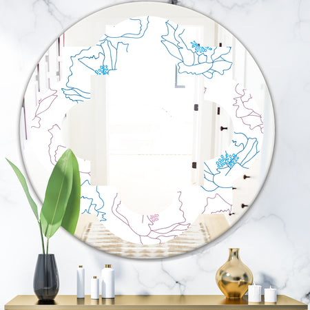 Retro Handdrawn Poppies I - Modern Round or Oval Wall Mirror - Quatrefoil