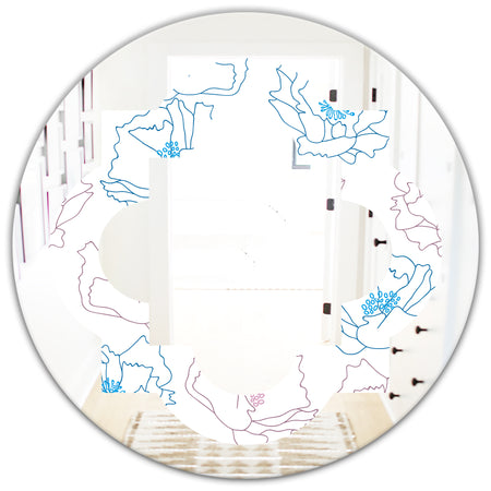 Retro Handdrawn Poppies I - Modern Round or Oval Wall Mirror - Quatrefoil