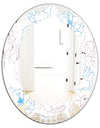 Retro Handdrawn Poppies I - Modern Round or Oval Wall Mirror - Leaves