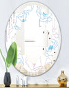 Retro Handdrawn Poppies I - Modern Round or Oval Wall Mirror - Quatrefoil