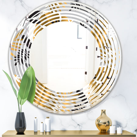 Geometric luxury jungle foliage pattern - Modern Round or Oval Wall Mirror - Wave