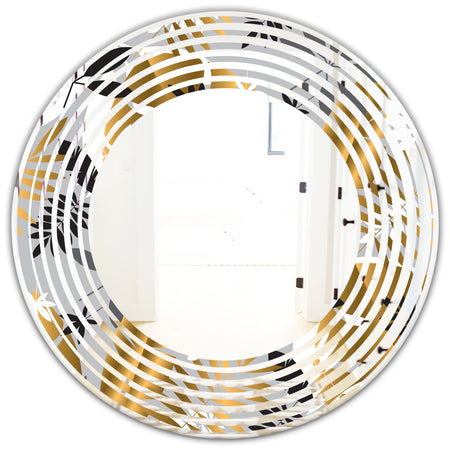 Geometric luxury jungle foliage pattern - Modern Round or Oval Wall Mirror - Wave