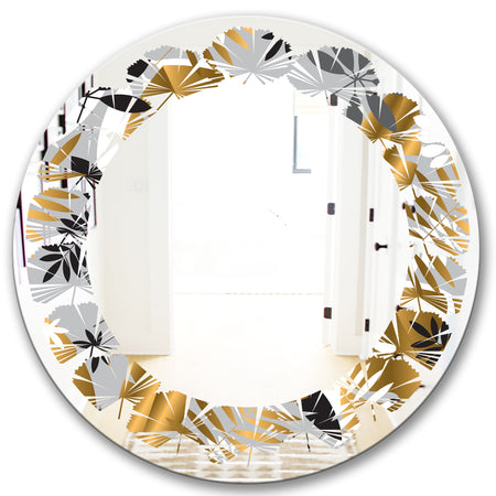 Geometric luxury jungle foliage pattern - Modern Round or Oval Wall Mirror - Leaves