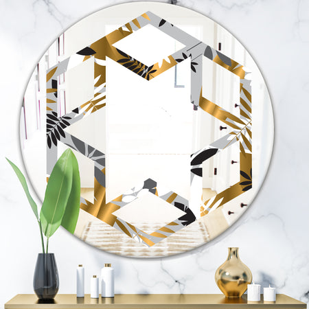 Geometric luxury jungle foliage pattern - Modern Round or Oval Wall Mirror - Hexagon Star