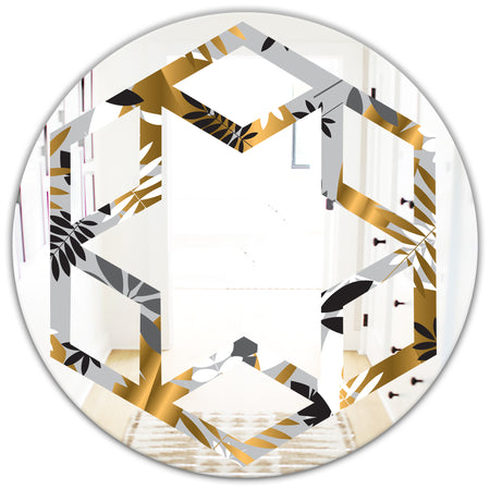 Geometric luxury jungle foliage pattern - Modern Round or Oval Wall Mirror - Hexagon Star