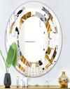 Geometric luxury jungle foliage pattern - Modern Round or Oval Wall Mirror - Space