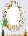 Geometric luxury jungle foliage pattern - Modern Round or Oval Wall Mirror - Wave