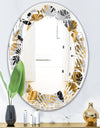 Geometric luxury jungle foliage pattern - Modern Round or Oval Wall Mirror - Leaves