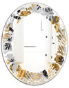 Geometric luxury jungle foliage pattern - Modern Round or Oval Wall Mirror - Leaves