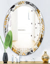 Geometric luxury jungle foliage pattern - Modern Round or Oval Wall Mirror - Triple C