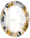 Geometric luxury jungle foliage pattern - Modern Round or Oval Wall Mirror - Triple C