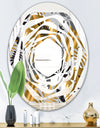 Geometric luxury jungle foliage pattern - Modern Round or Oval Wall Mirror - Whirl