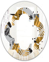 Geometric luxury jungle foliage pattern - Modern Round or Oval Wall Mirror - Quatrefoil