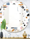 Retro Abstract Design XI - Modern Round or Oval Wall Mirror - Leaves