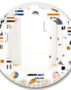 Retro Abstract Design XI - Modern Round or Oval Wall Mirror - Leaves