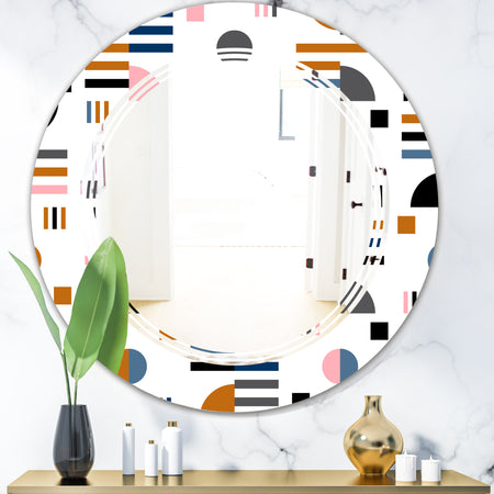 Retro Abstract Design XI - Modern Round or Oval Wall Mirror - Triple C