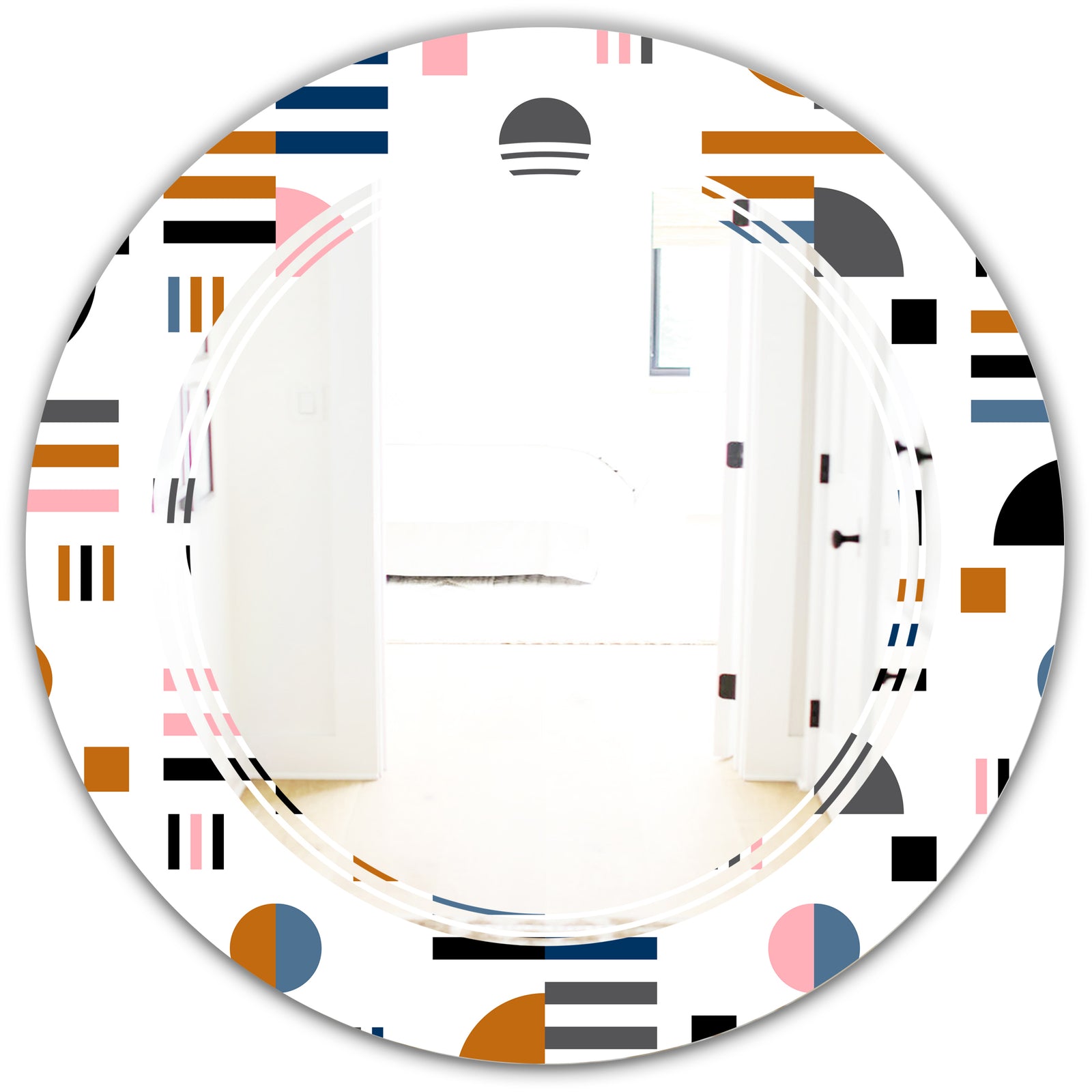 Retro Abstract Design XI - Modern Round or Oval Wall Mirror - Triple C
