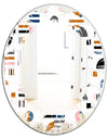 Retro Abstract Design XI - Modern Round or Oval Wall Mirror - Leaves