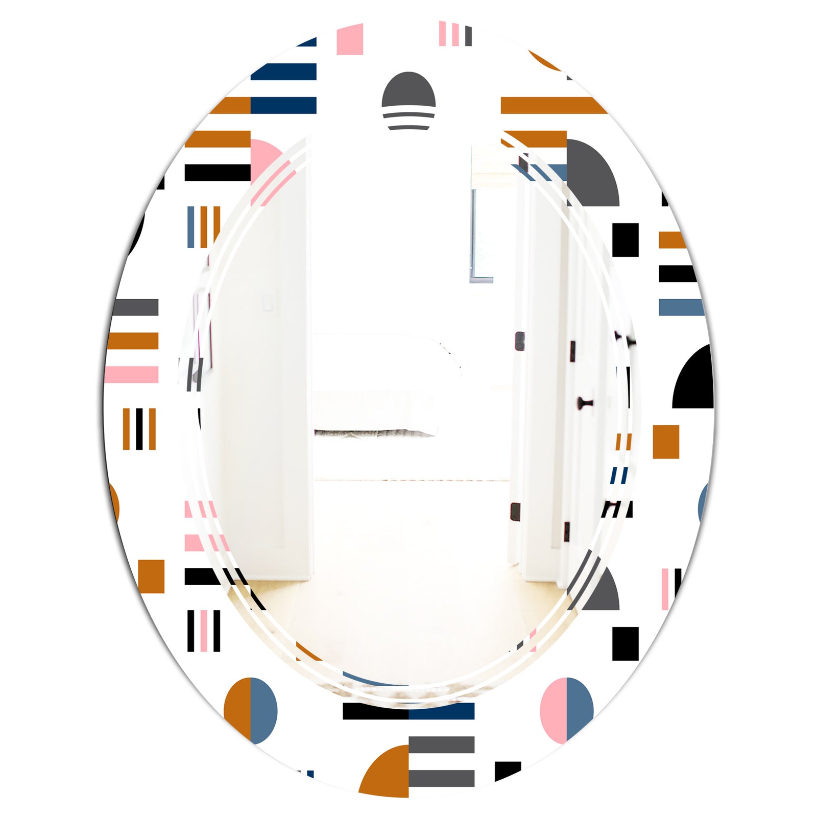 Retro Abstract Design XI - Modern Round or Oval Wall Mirror - Triple C