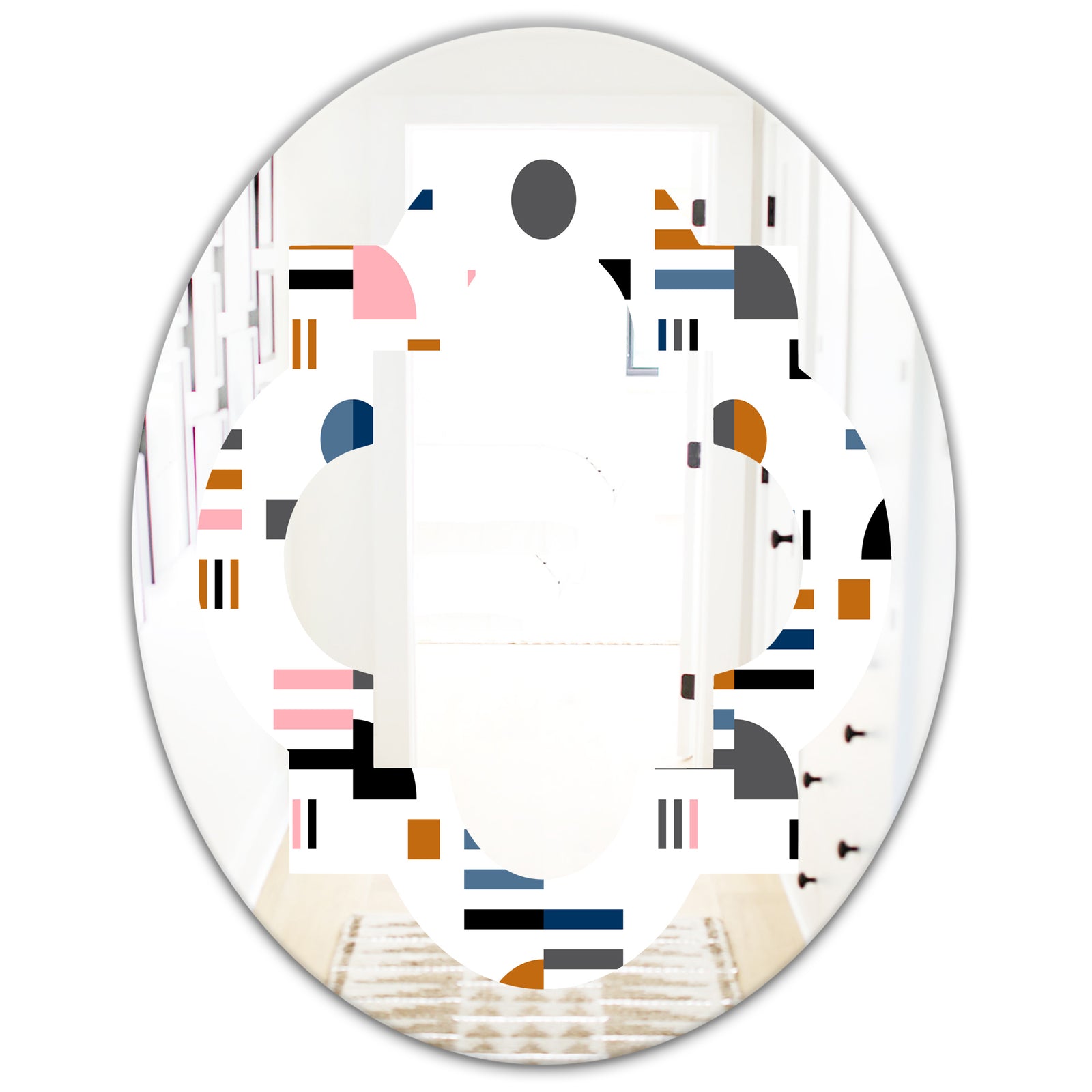 Retro Abstract Design XI - Modern Round or Oval Wall Mirror - Quatrefoil