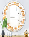 Liquid Gold I - Modern Round or Oval Wall Mirror - Leaves