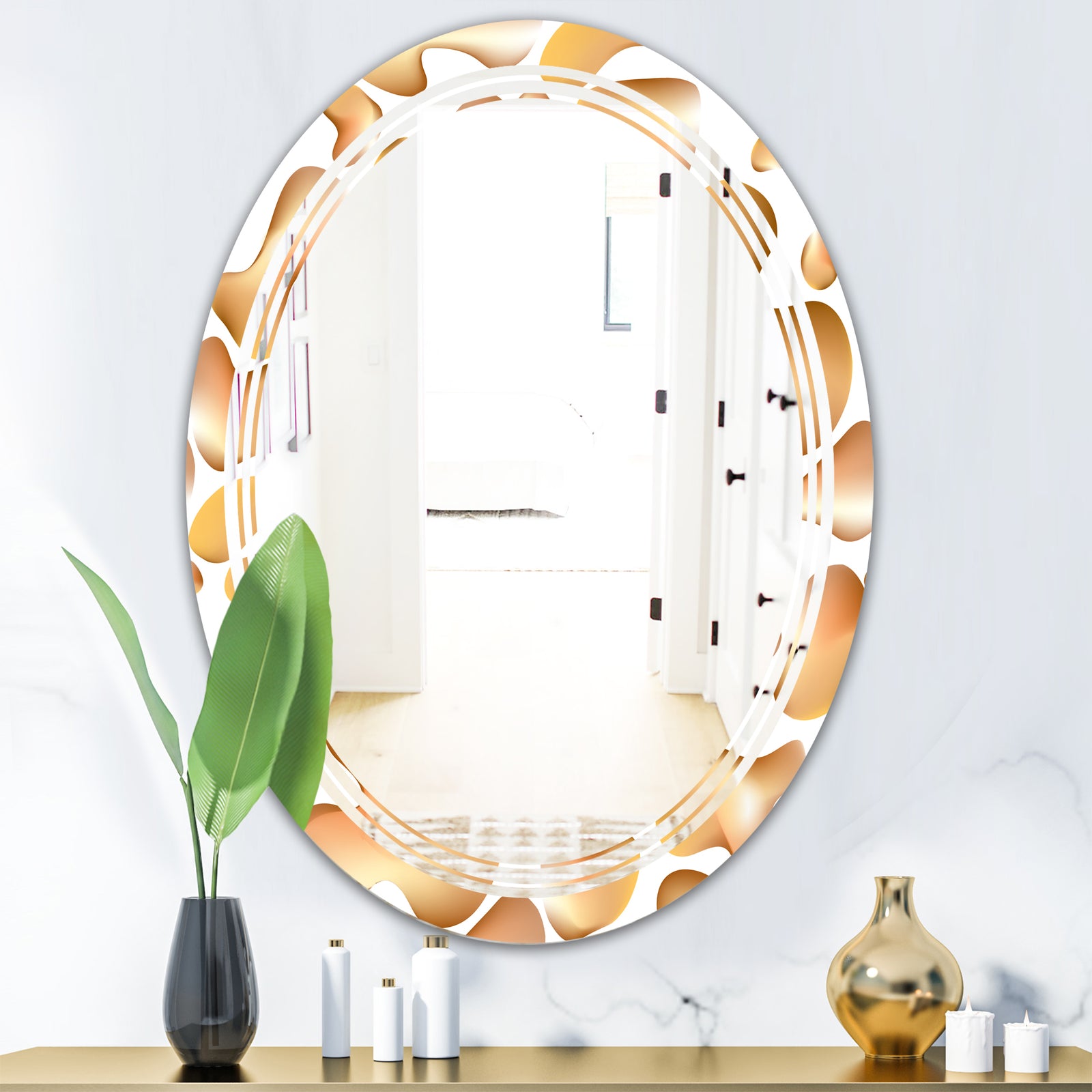 Liquid Gold I - Modern Round or Oval Wall Mirror - Triple C