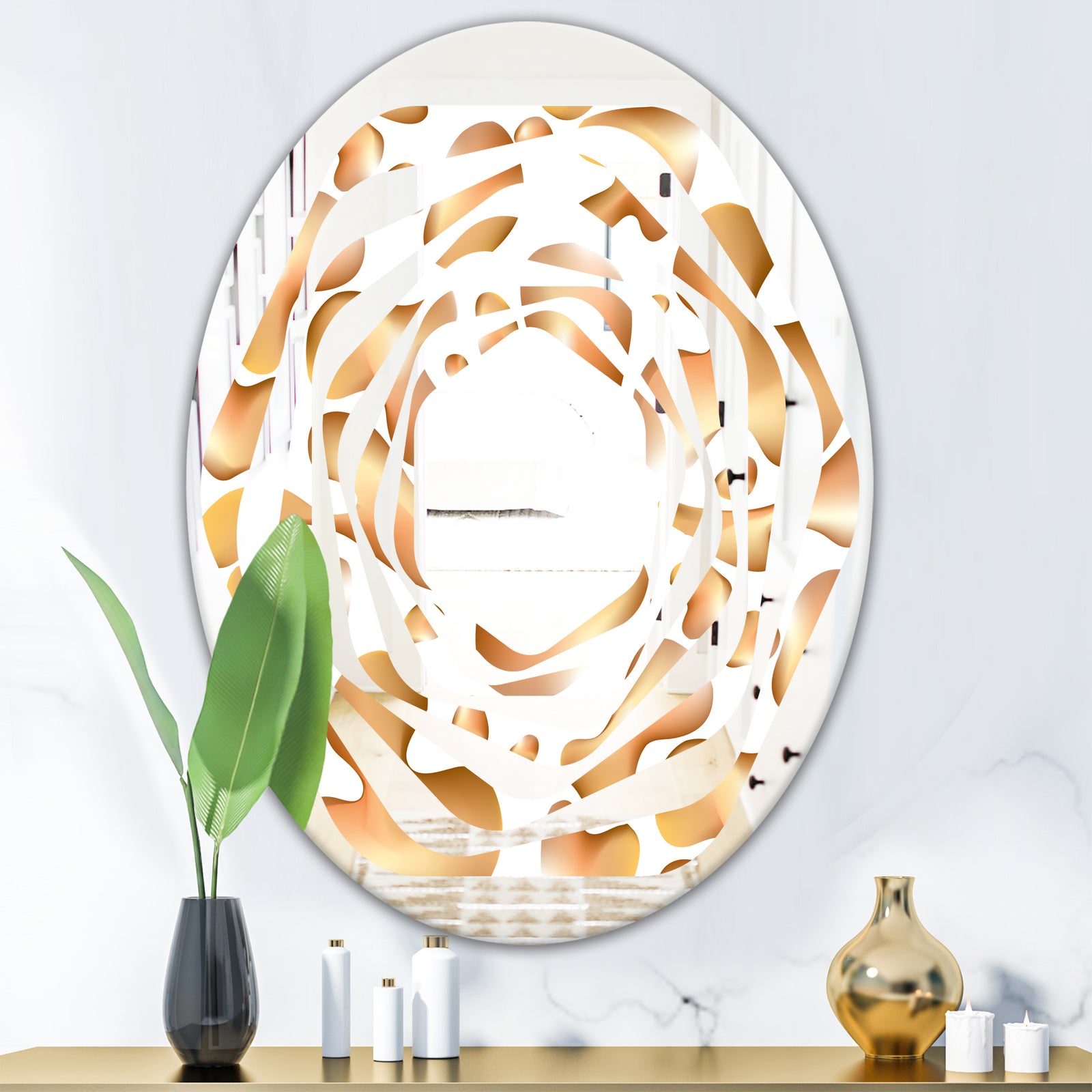 Liquid Gold I - Modern Round or Oval Wall Mirror - Whirl