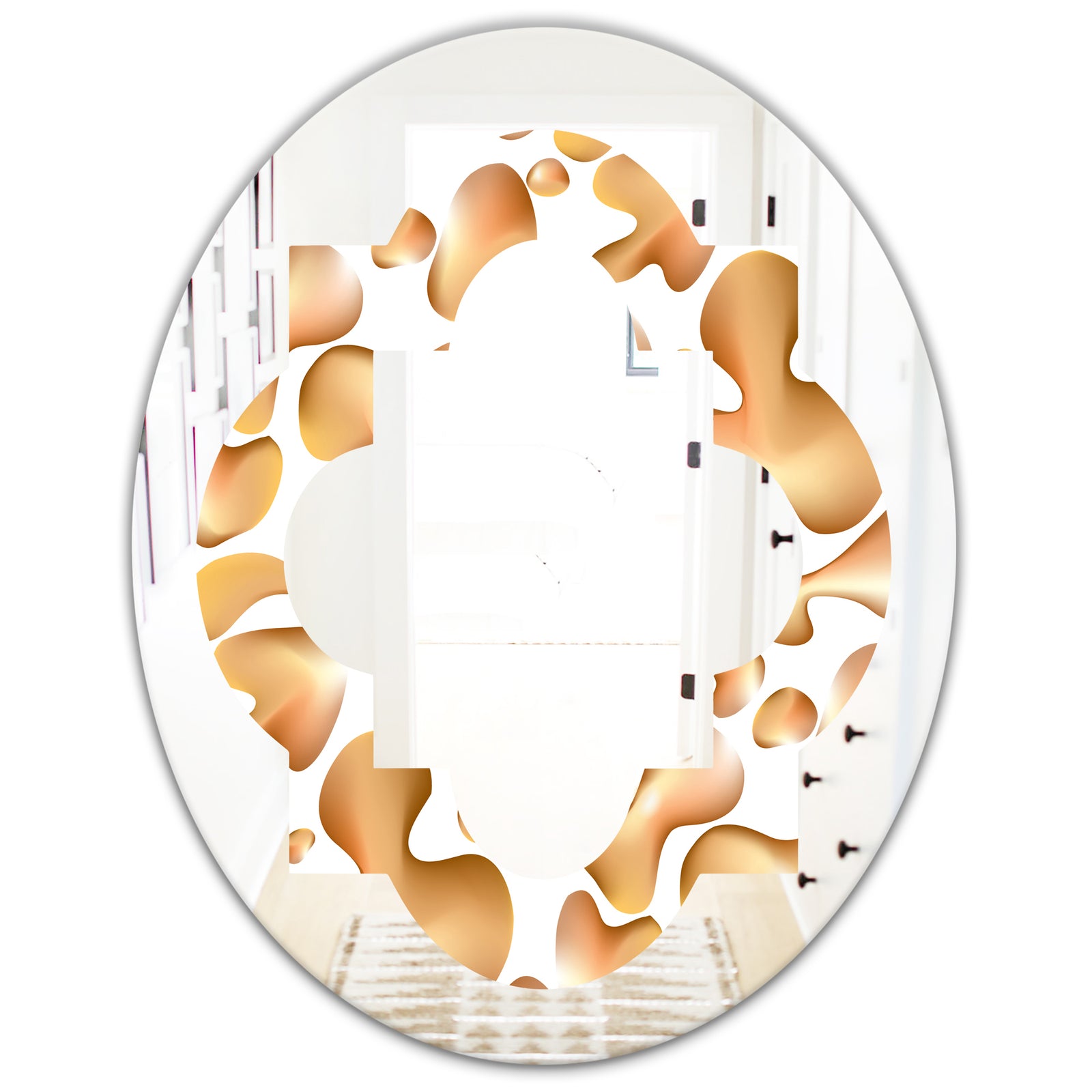 Liquid Gold I - Modern Round or Oval Wall Mirror - Quatrefoil