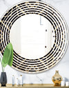 Gold and Black Art Deco Pattern - Modern Round or Oval Wall Mirror - Wave