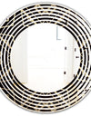 Gold and Black Art Deco Pattern - Modern Round or Oval Wall Mirror - Wave