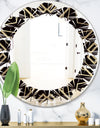 Gold and Black Art Deco Pattern - Modern Round or Oval Wall Mirror - Leaves